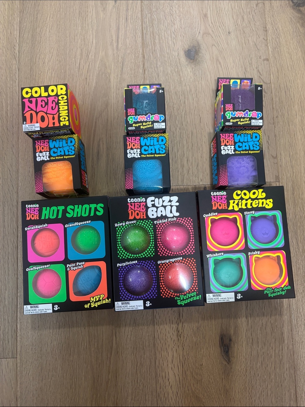 Teenie NeeDoh Hotshots,Fuzzballs,Kittens, 3 Wildcats,2Gumdrops1Colorchange.